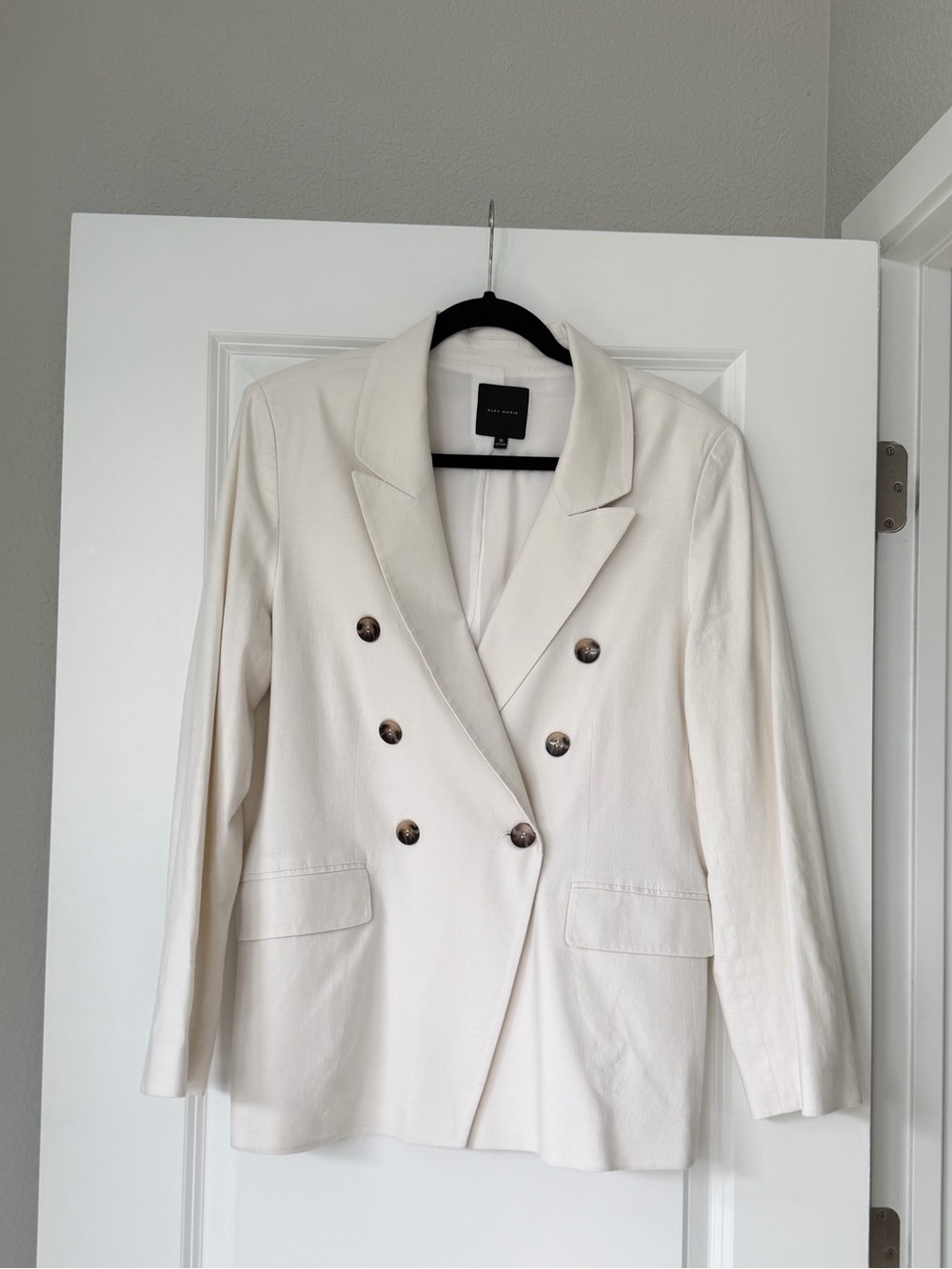 Alex Marie Cream Double-Breasted Blazer Jacket